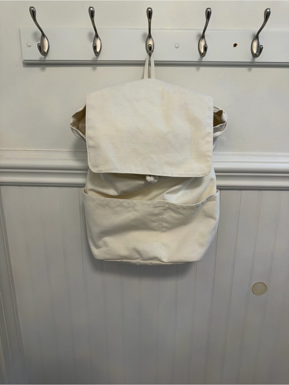 Laude The Label Cream Canvas Flap Backpack - Casual Everyday Bag